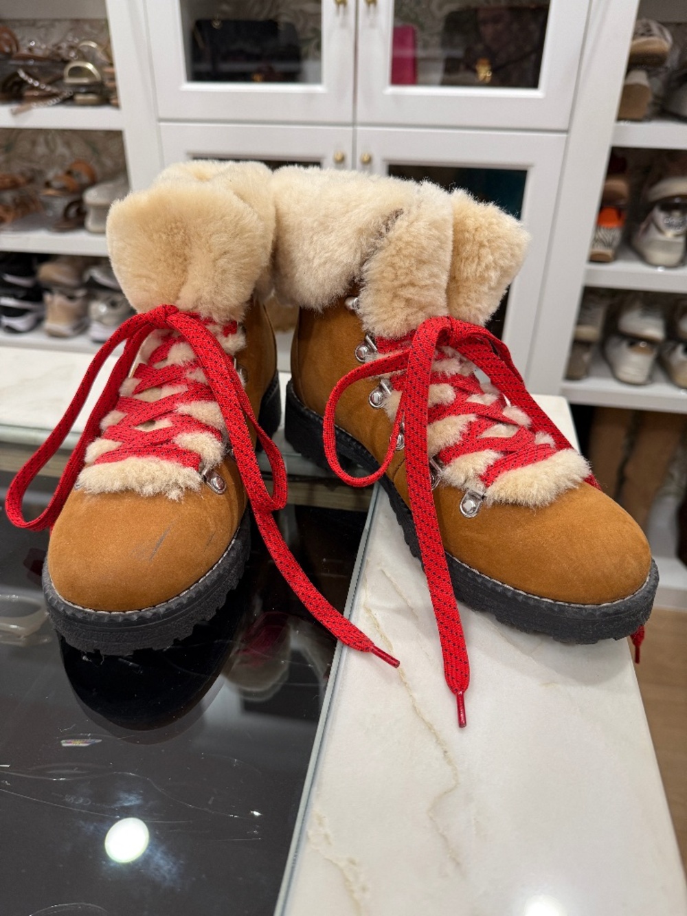 J.Crew Nordic Shearling Boots in Glazed Pecan